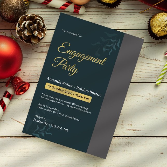 Convite Festa de noivado Verde Azul (Criador carregado)