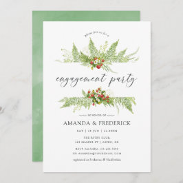 Convite Festa de noivado verde de aquarela