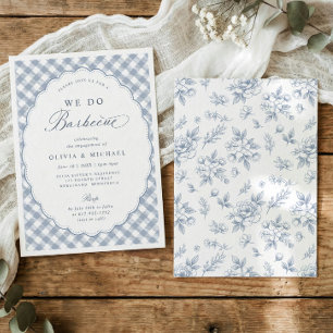 Convite Festa de Noivado Vintage Dusty Blue We Do BBQ