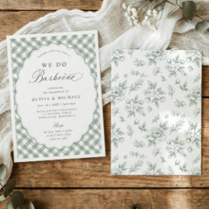 Convite Festa de Noivado Vintage Sage Green We Do BBQ