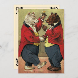 Convite Festa de noivado Vintage Victorian Dancing Bears