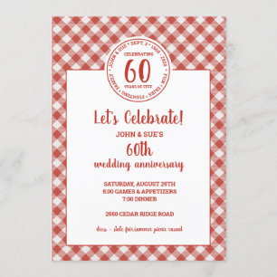 Convite Festa de Padrão do Picnic Red Check