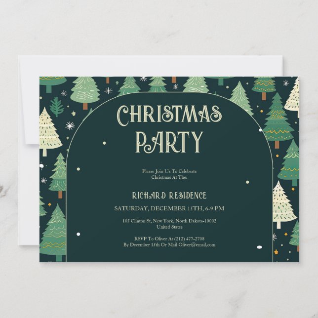 Convite Festa de Padrão Verde do Sábio Moderno das Árvores (Frente)