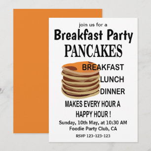 Convite Festa de Panqueca de Breakfast