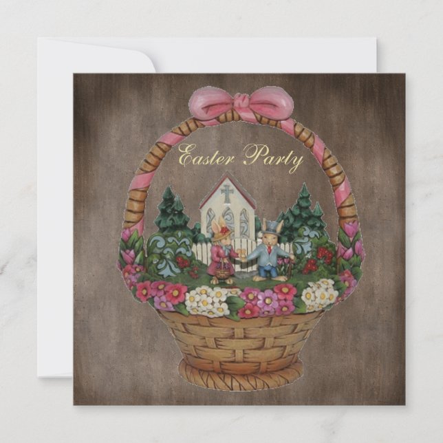 Convite Festa de Páscoa de Bunnies e Igreja de Páscoa (Frente)