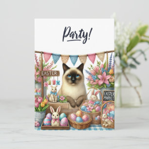Convite Festa de páscoa para os amantes de gato
