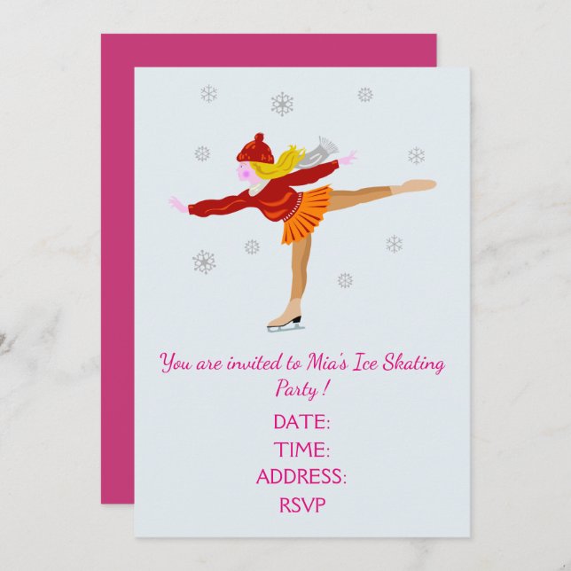 Convite Festa de patinação de gelo (Frente/Verso)
