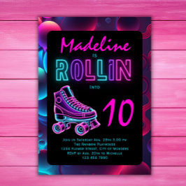 Convite Festa de patinação no gelo para meninas Neon Glow 
