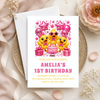 Festa de Patos Amarelos Fofos e Balões Rosa