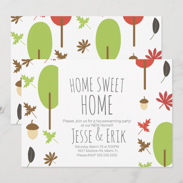 Convite Festa de Pendura de Casa com Árvores e Vegetação d (Frente/Verso)