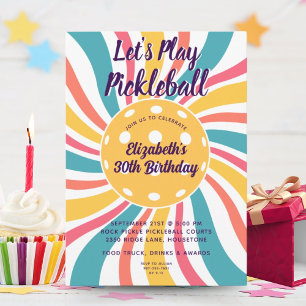 Convite Festa de Pickleball com Listras de Sol Explodindo 