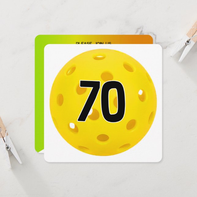 Convite Festa de Pickleball de 70 Birthday (Frente/Verso In Situ)