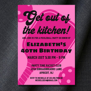 Convite Festa de Pickleball Pink Esportiva Paddles Anivers