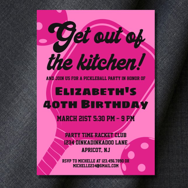 Convite Festa de Pickleball Rosa Paddle de Aniversário (Criador carregado)