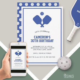 Convite Festa de Picleball Paddles Blue White Personalizad