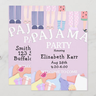 Convite Festa de pijama de Lavanda