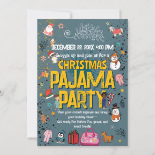 Convite Festa de Pijama de Natal Festa de Sono das Criança