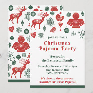 Convite Festa de Pijama de Natal Inverno Nórdico Fofo
