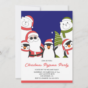 Convite Festa de Pijama de Natal Sonolento Urso Papai Noel