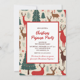 Convite Festa de Pijama de Natal Veado Caprichoso