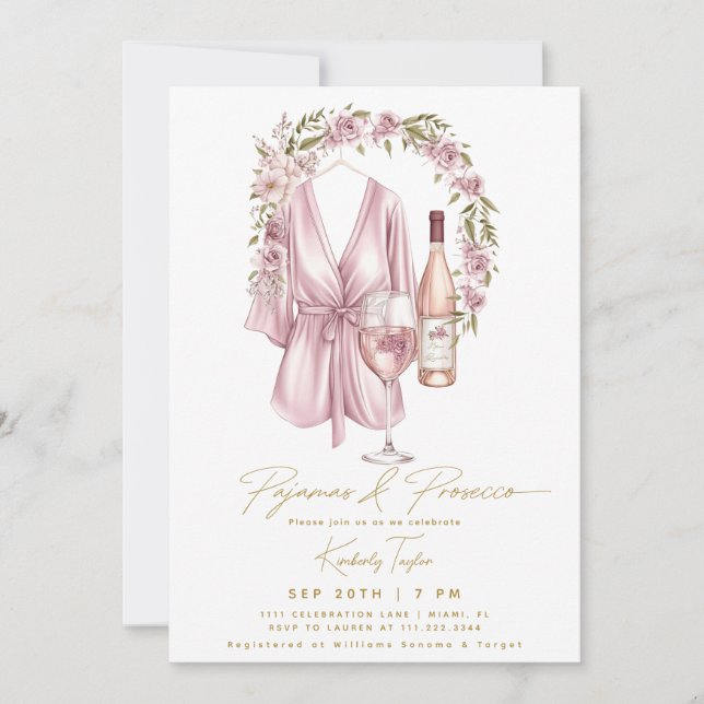 Convite Festa de Pijamas Chá de Noiva Prosecco Slumber PJ (Frente)