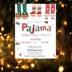 Convite Festa de Pijamas de Natal Adorável