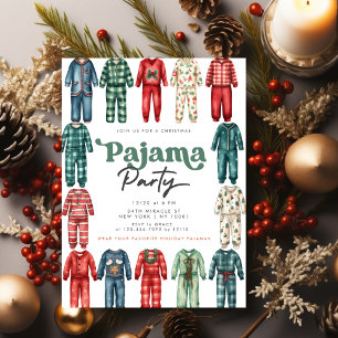 Convite Festa de Pijamas de Natal para Crianças Festa de N