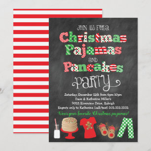 Convite Festa de Pijamas e Panquecas de Natal