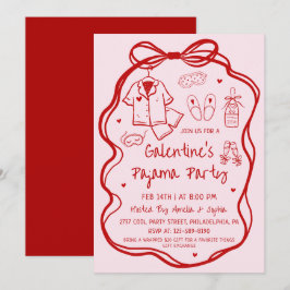 Convite Festa de Pijamas Galentine's Desenhada à Mão Capri