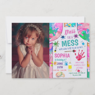 Convite Festa de Pintura em Festa com Rapariga de Fotos An