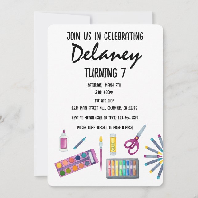 Convite Festa de pintura em festas de arte Festa de Artesa (Frente)