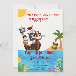 Convite Festa de Pirata para Meninos de 1º Aniversário