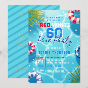 Convite Festa de Piscina de 4 de Julho Mulher Moderna 60º
