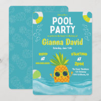 Festa de Piscina de Abacaxi Moderna Aniversário Ve