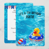 Festa de Piscina de Aniversário 7 com Pato Amarelo