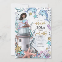 Festa de Piscina de Aniversário Azul Sereia Rosa