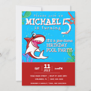 Convite Festa de Piscina de Aniversário de criança de tu