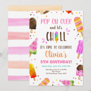 Convite Festa de Piscina de Aniversário de Sorvete de Pic