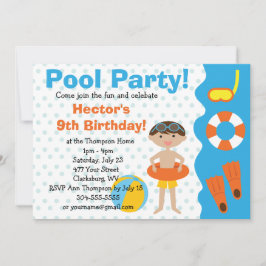 Convite Festa de Piscina de Aniversário do Custom Boy