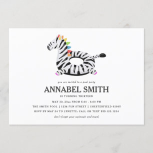 Convite Festa de Piscina de Aniversário do Zebra Float
