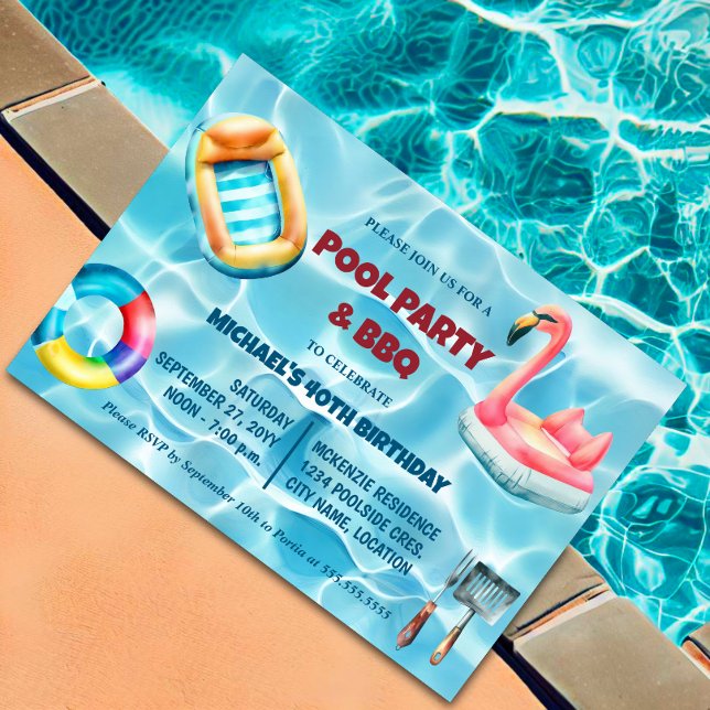 Convite Festa de Piscina de Aniversário e CHURRASCO (Celebrate in style with a pool and BBQ birthday party! Customize the template for a fun-filled day. )