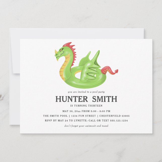 Convite Festa de Piscina de Aniversário Flutuante de Pisci (Frente)