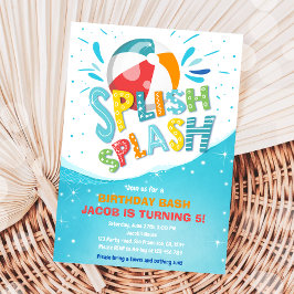 Convite Festa de Piscina de Bash Boy Birthday Splash Splas