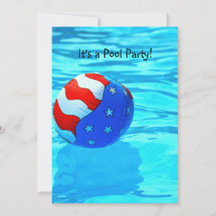 Convite Festa de Piscina de Bolas com Bandeira Americana