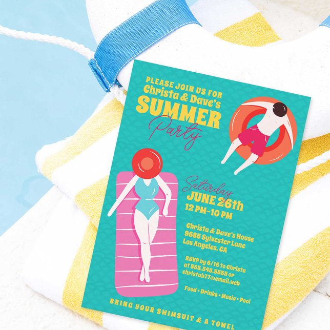 Convite Festa de Piscina de Cartoons (Criador carregado)