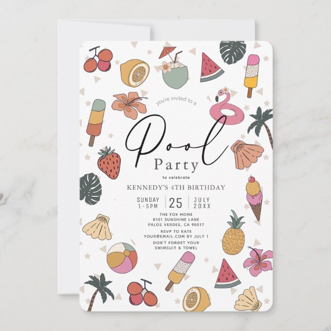 Convite Festa de piscina de natação de verão (Frente)