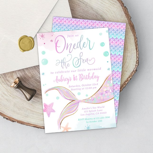 Convite Festa de Piscina de Sereia primeiro aniversario So (Criador carregado)