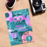 Convite Festa de Piscina de Trendy, doce 16 Celebração de<br><div class="desc">Este belo convite foi especialmente projetado para fazer da sua piscina 16 Doce um evento memorável. Com um toque de na moda, ele exibe anéis de natação rosa vibrantes e bolas de piscina de natação divertidas em tons mesmerizantes de roxo, rosa e turquesa. Contra um fundo de água piscina cativante,...</div>