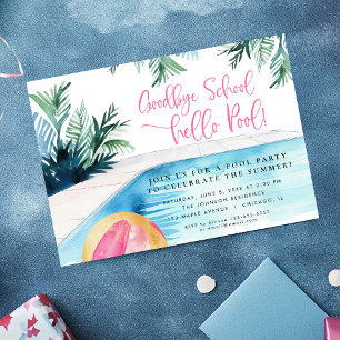 Convite Festa de piscina de verão do final do ano escolar