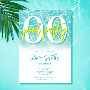 Convite Festa de Piscina de Verão moderna qualquer anivers
